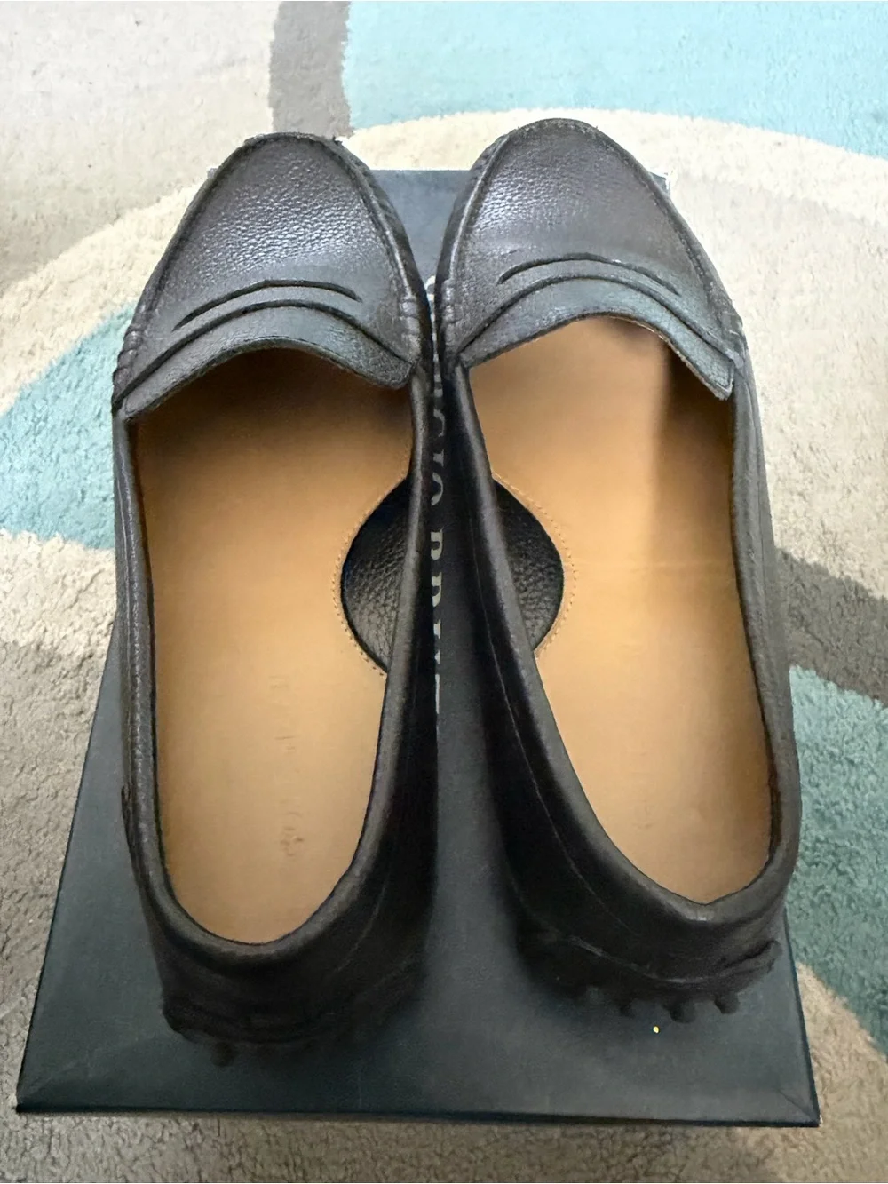 Cole Haan Black Pebbled Leather Slip-On Penny Loafers